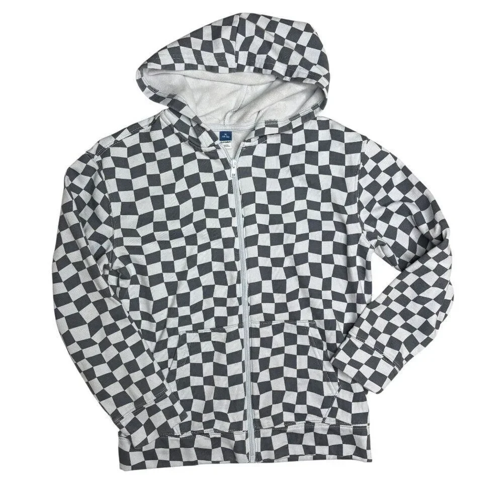 Old Navy Check Print Zip Up Jacket Size Youth XL 14-16